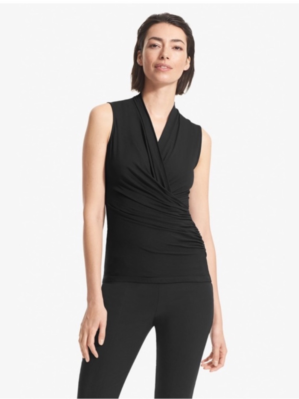 M.M. LaFleur || Blixen Sleeveless Wrap Top Stretch Black XS